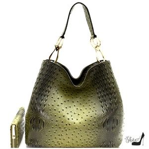 My Bag Lady Online Bags - Jackie Ostrich & Gator Hobo Tote/Wallet (2PC Set) My Bag Lady Online Bags - Jackie Ostrich & Gator Hobo Tote/Wallet (2PC Set)